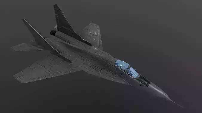 MiG-29 fighter jet flying in sky Low-poly 3D model