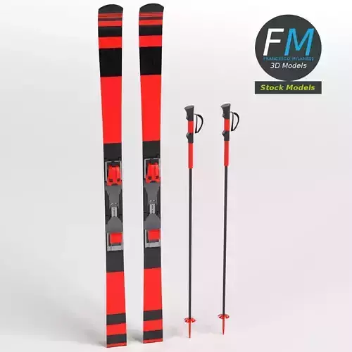 Alpine skis with poles