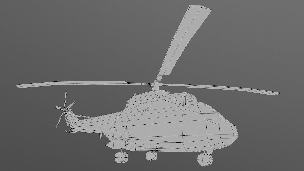 SA-330 military helicopter in camouflage Low-poly 3D model_7