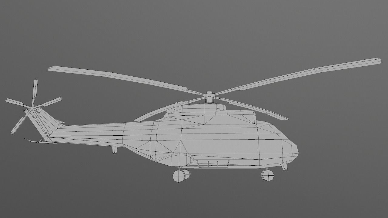 SA-330 military helicopter in camouflage Low-poly 3D model_8