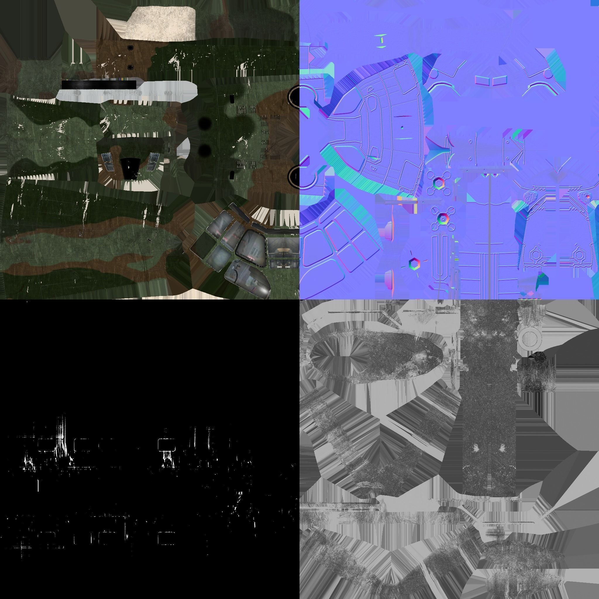 SA-330 military helicopter in camouflage Low-poly 3D model_6