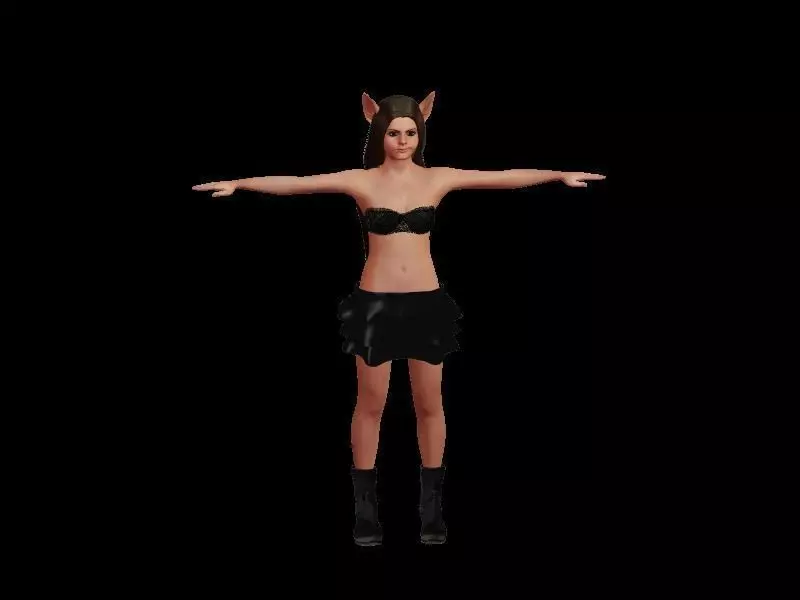 cat girl Low-poly 3D model