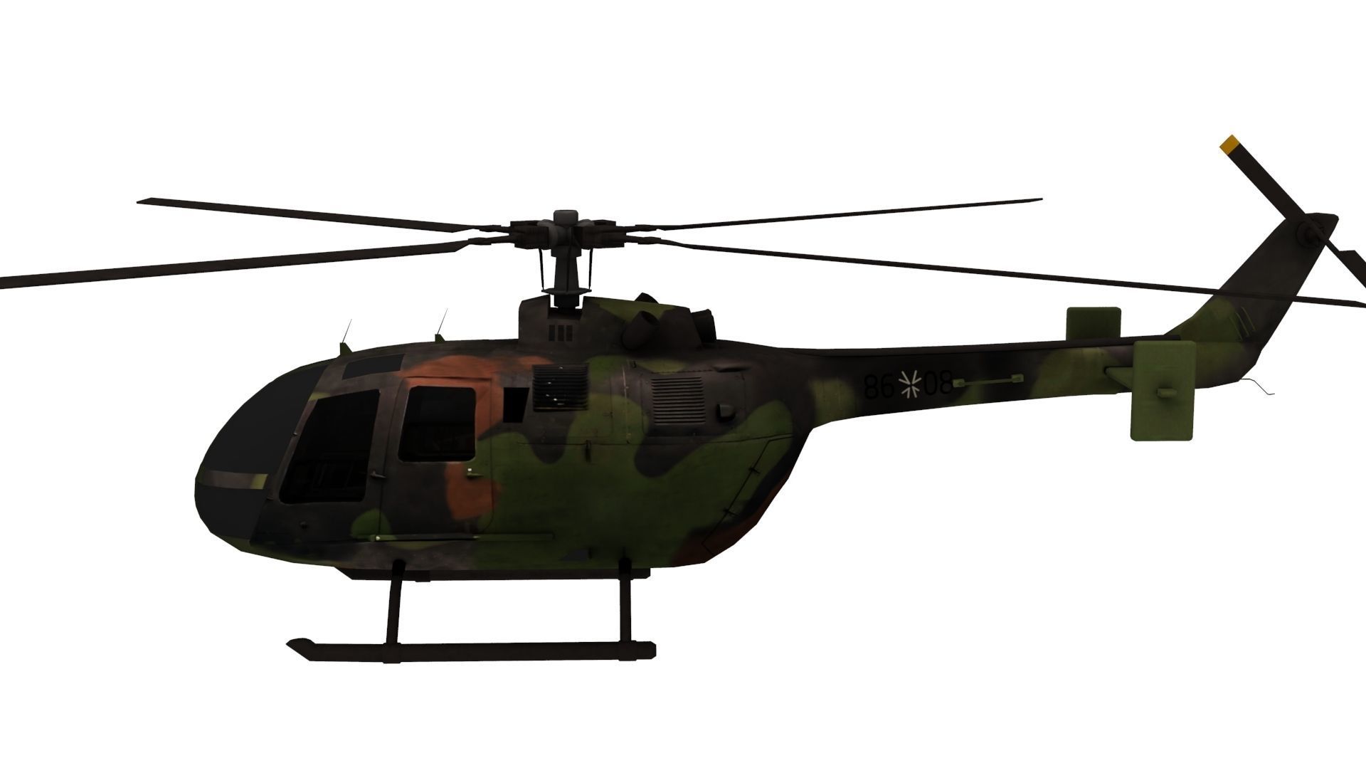 Lowpoly BO-105 Helicopter 3D Model Low-poly 3D model_2