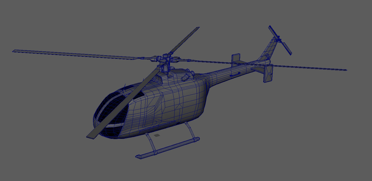 Lowpoly BO-105 Helicopter 3D Model Low-poly 3D model_1