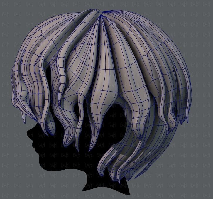 3D Hair style for boy V57 Low-poly 3D model_14