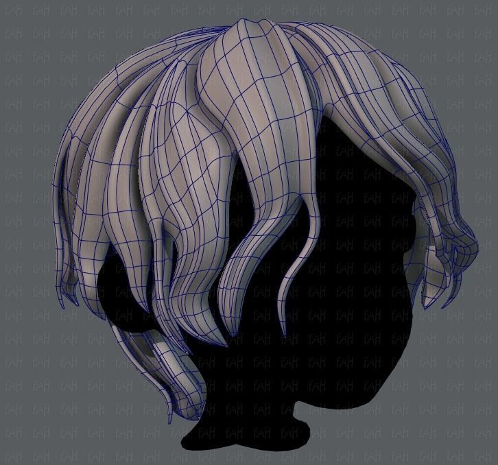 3D Hair style for boy V57 Low-poly 3D model_10