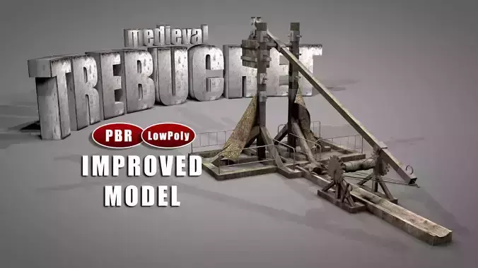 Medieval Trebuchet Catapult Low-poly 3D model