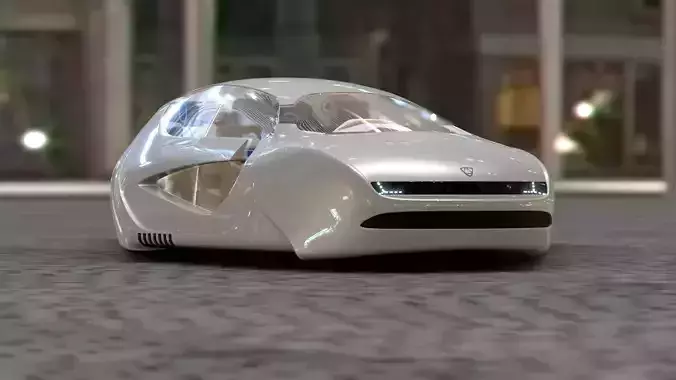 Affekta US4 Future Sci-Fi Concept Fly Car with e Station robot 2 Low-poly 3D model