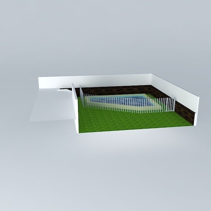 Pool With protective fence for children Free 3D model_2