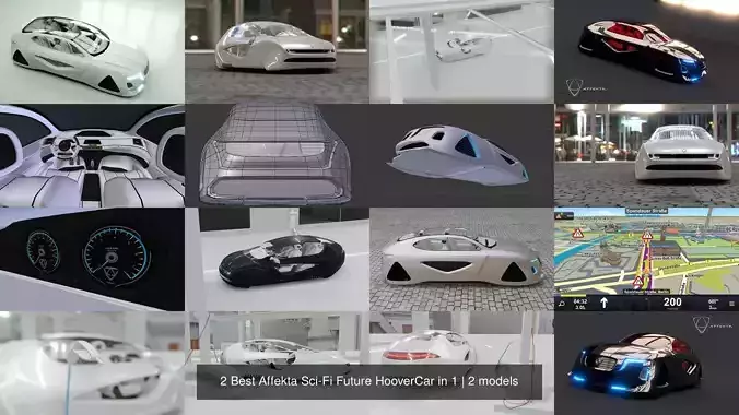 2 Best Affekta Sci-Fi Future HooverCar in 1 3D Model Collection