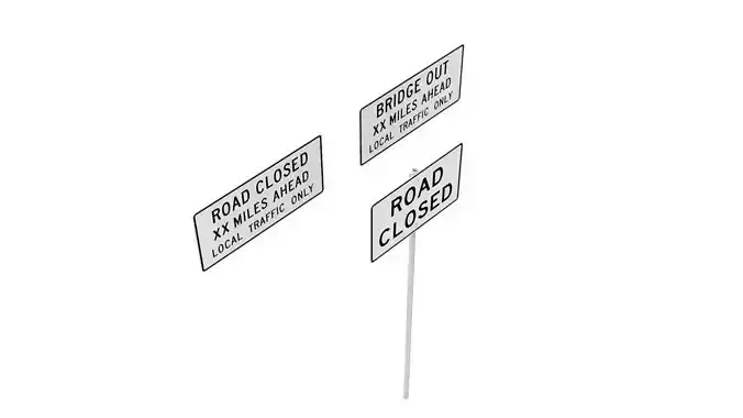 Road Sign US R11 Series Road Closed 3D model