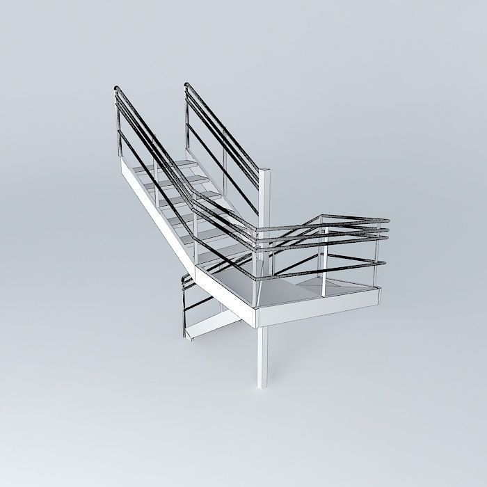 Metal ladder Free 3D model_4