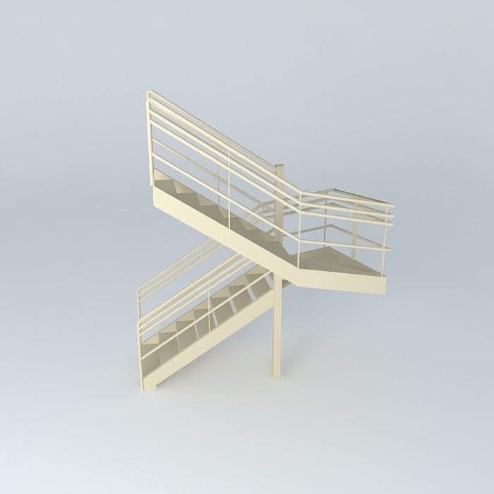 Metal ladder Free 3D model_2