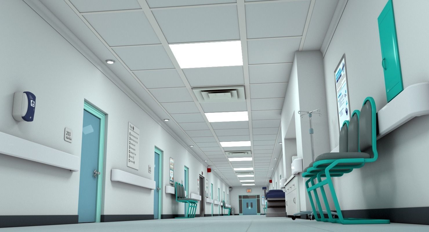 Hospital Hallway 3 MAX 3D model_6