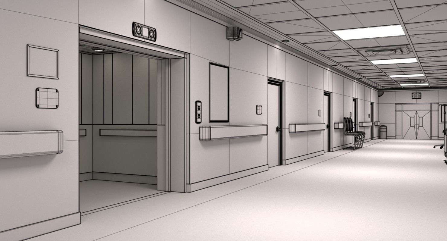 Hospital Hallway 3 MAX 3D model_22