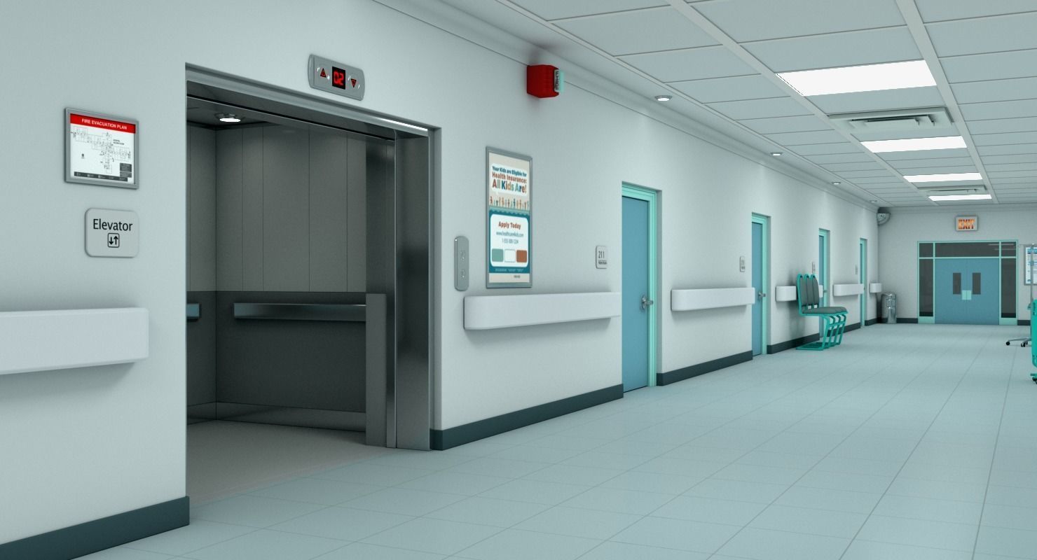 Hospital Hallway 3 MAX 3D model_7