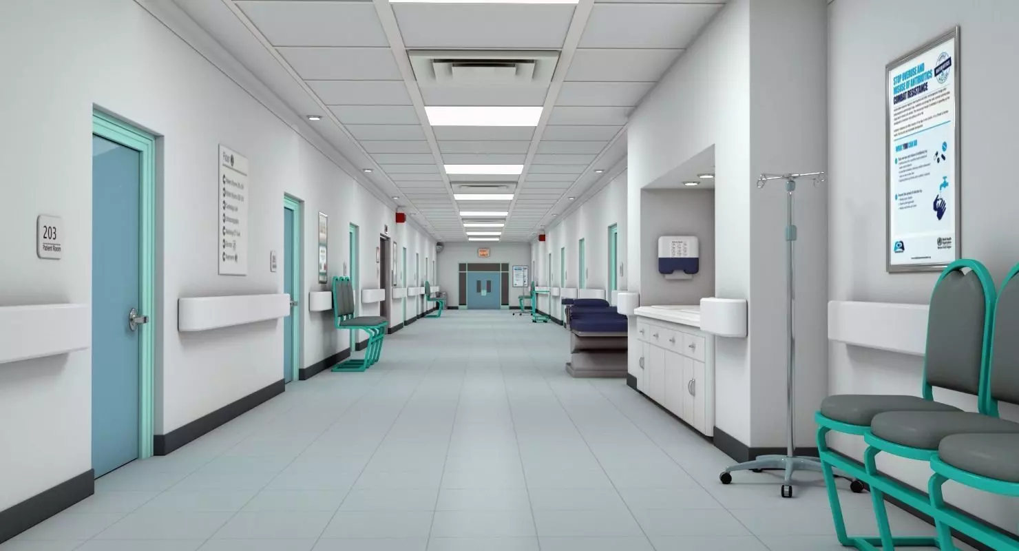 Hospital Hallway 3 MAX 3D model_0