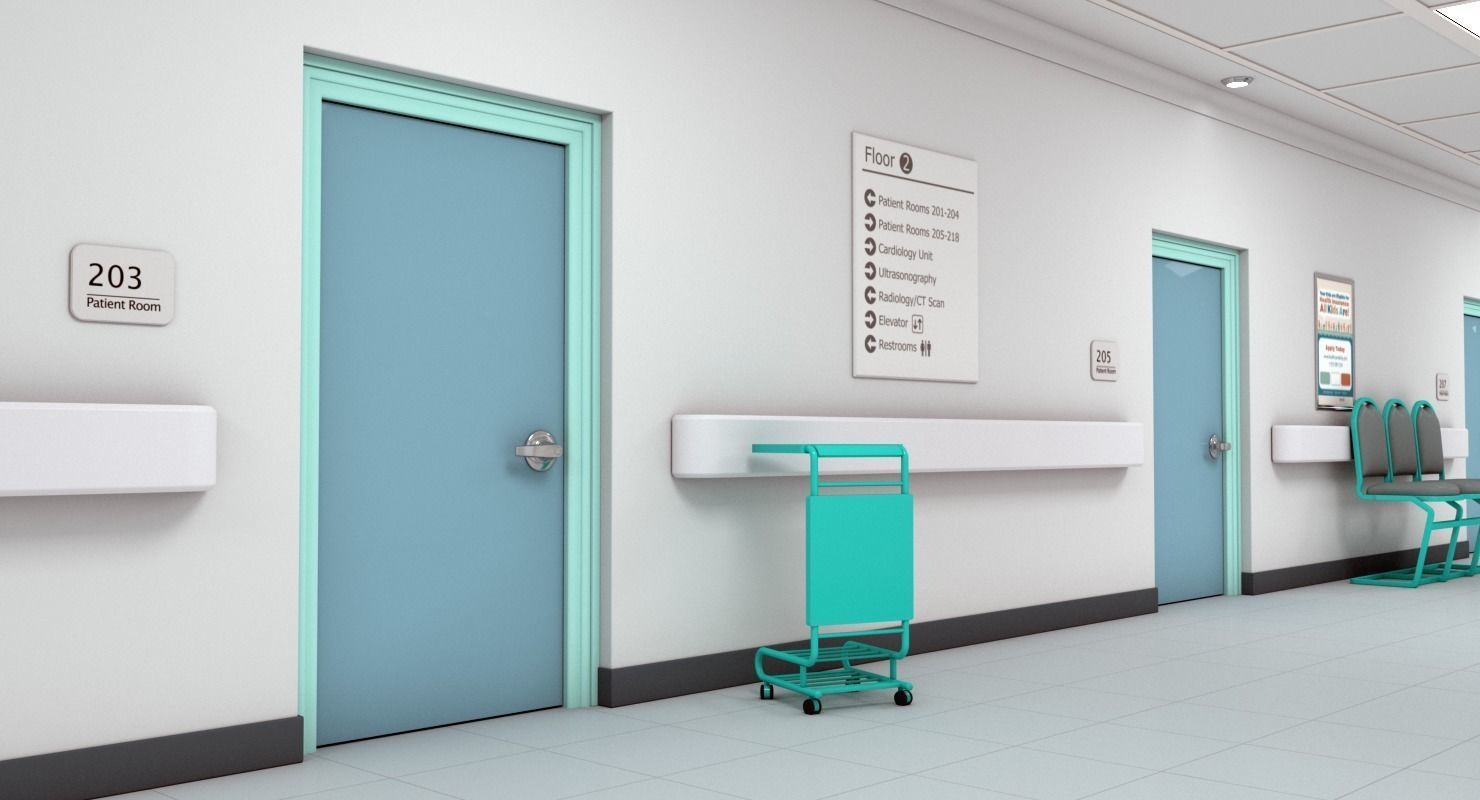 Hospital Hallway 3 MAX 3D model_5