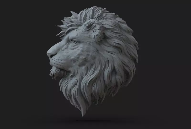 Lion head 3D print model_0