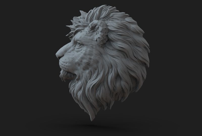 Lion head 3D print model_5