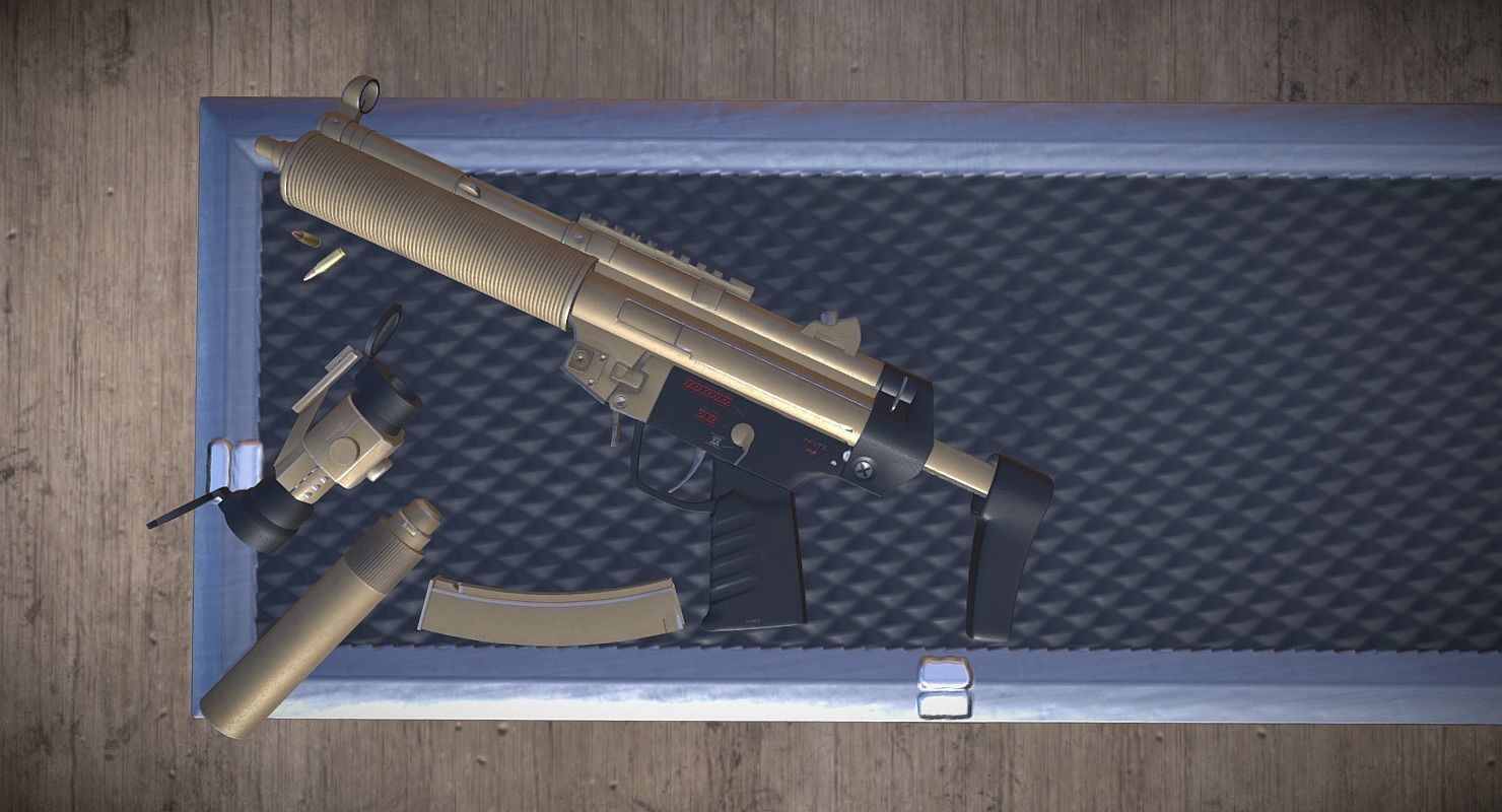MP5 A5- Game Ready  Low-poly 3D model_8