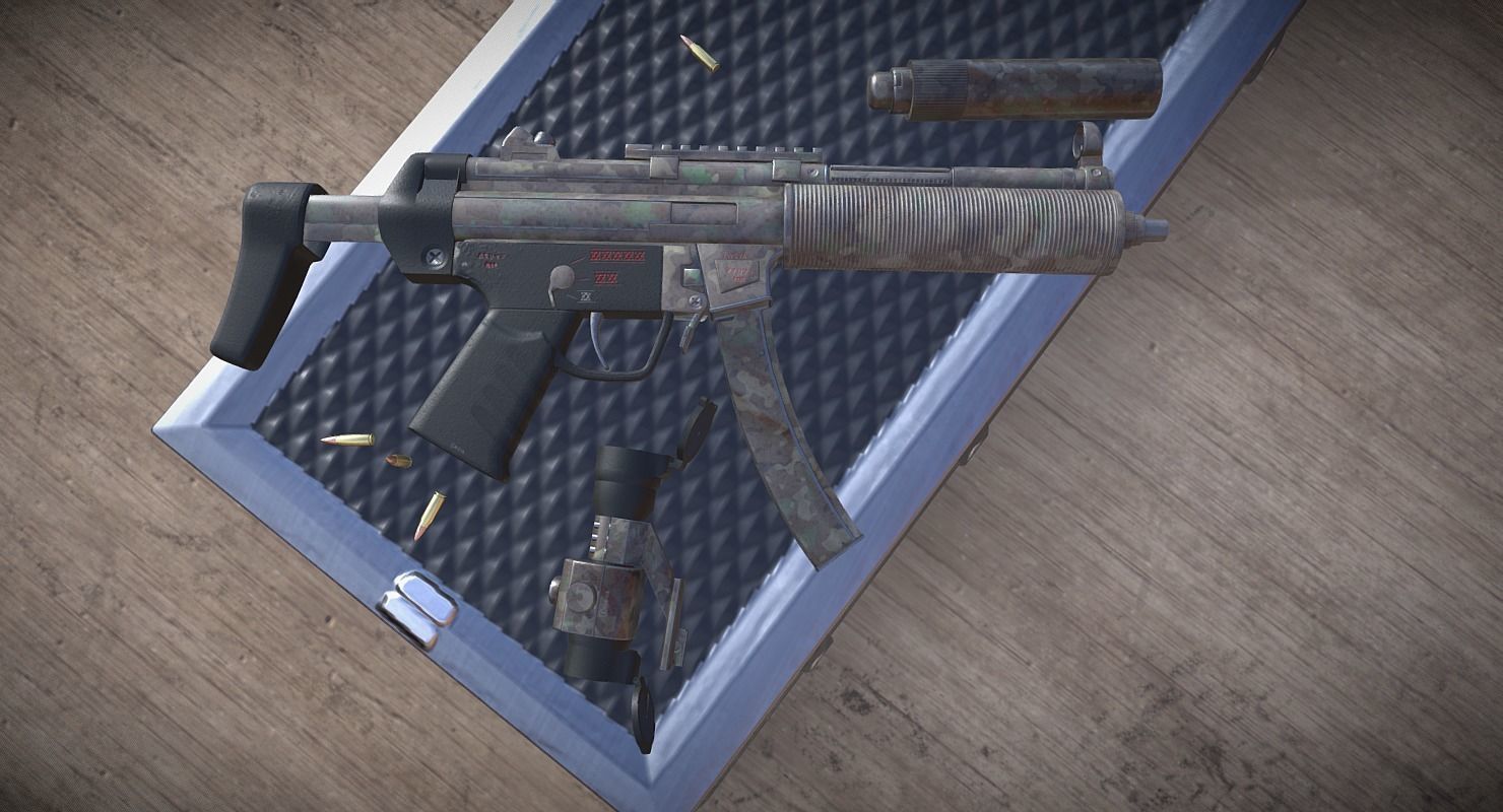 MP5 A5- Game Ready  Low-poly 3D model_9