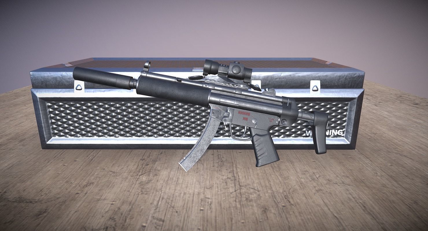 MP5 A5- Game Ready  Low-poly 3D model_7