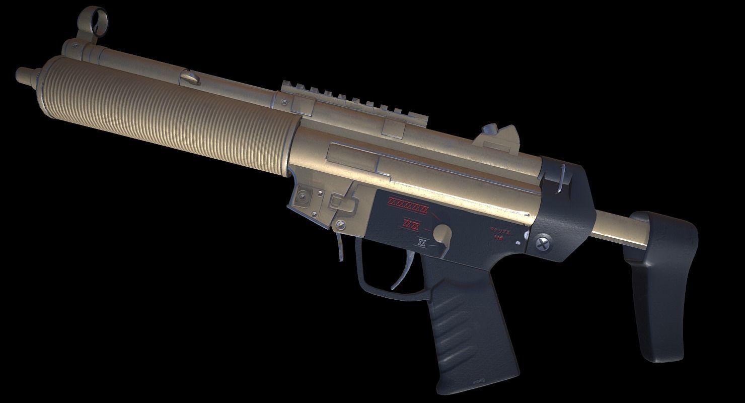 MP5 A5- Game Ready  Low-poly 3D model_3
