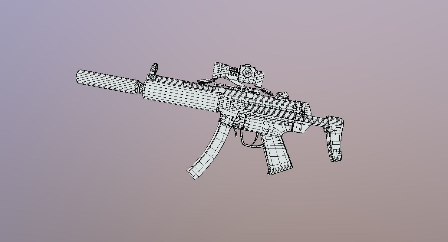 MP5 A5- Game Ready  Low-poly 3D model_11
