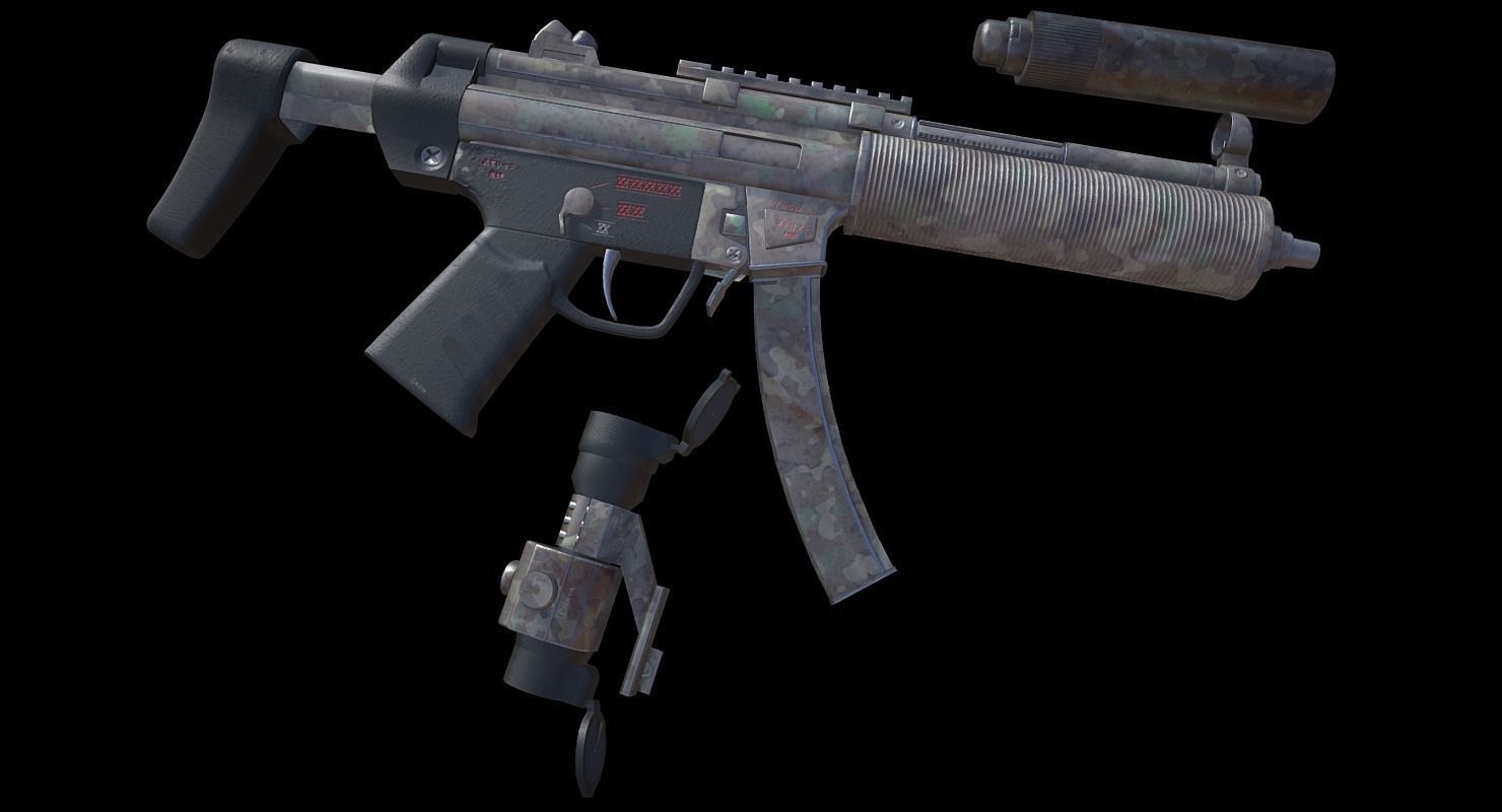 MP5 A5- Game Ready  Low-poly 3D model_6