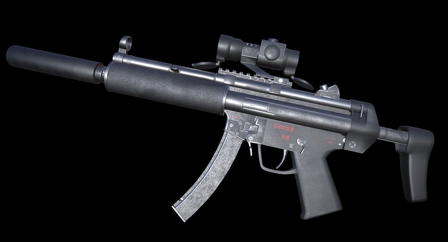 MP5 A5- Game Ready  Low-poly 3D model_2