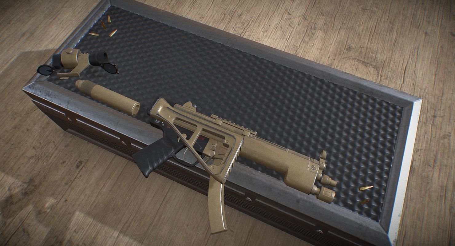 MP5 A3 - Game Ready Low-poly 3D model_8