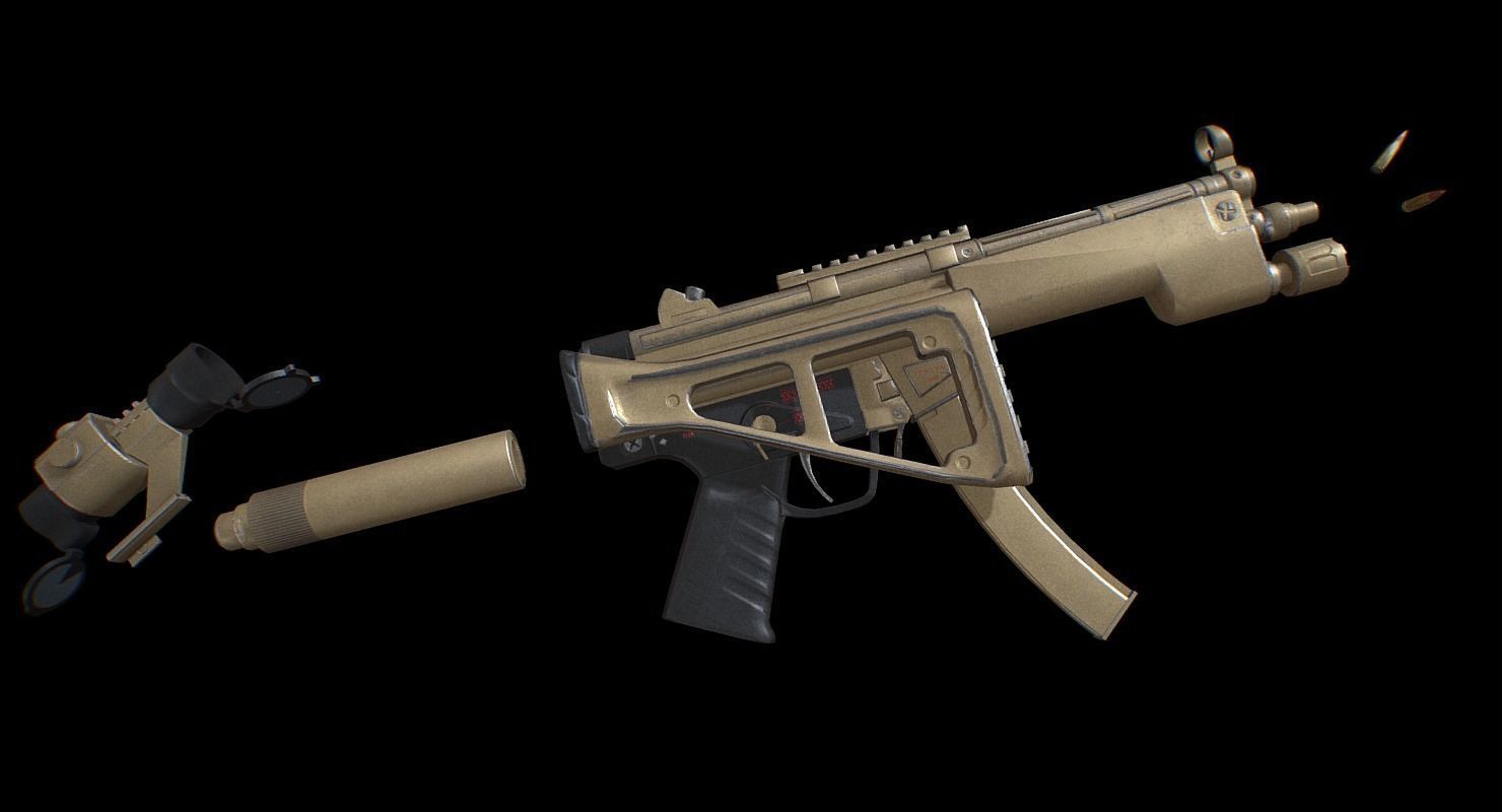 MP5 A3 - Game Ready Low-poly 3D model_7