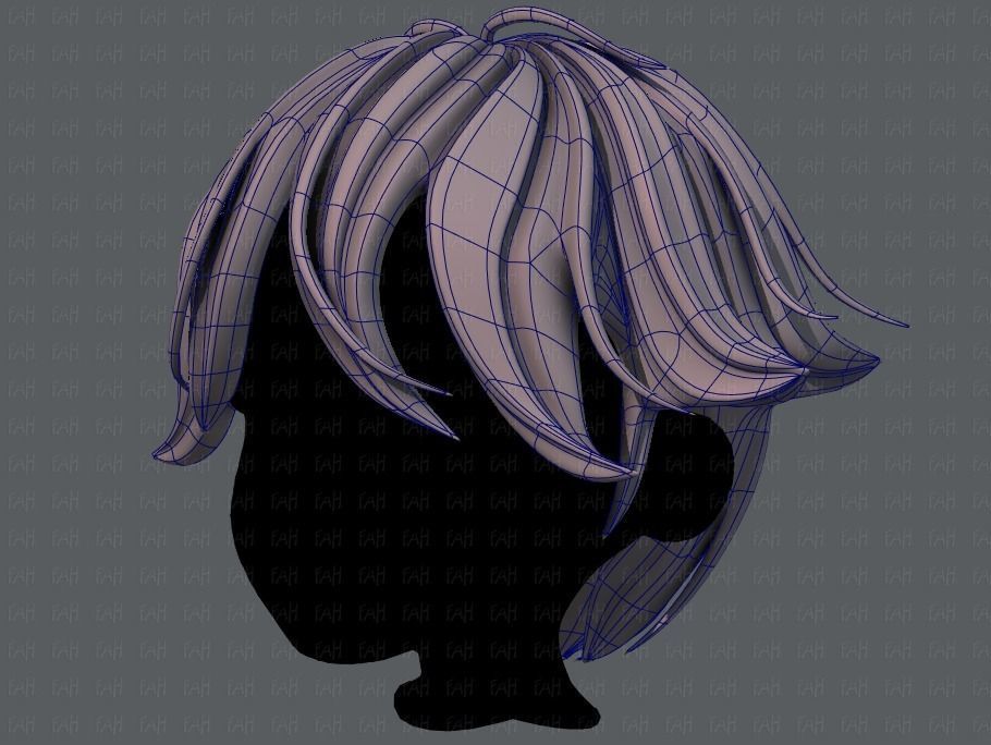 3D Hair style for boy V58 Low-poly 3D model_16