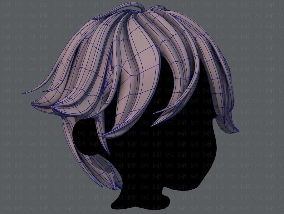 3D Hair style for boy V58 Low-poly 3D model_10