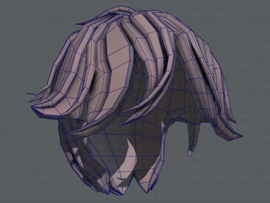 3D Hair style for boy V58 Low-poly 3D model_44