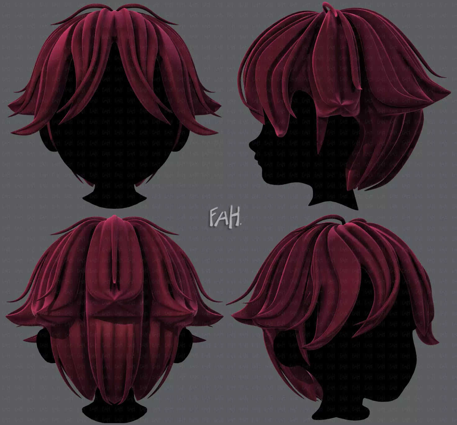 3D Hair style for boy V58 Low-poly 3D model_0