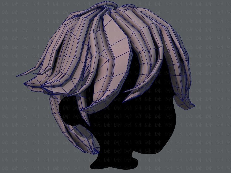 3D Hair style for boy V58 Low-poly 3D model_26