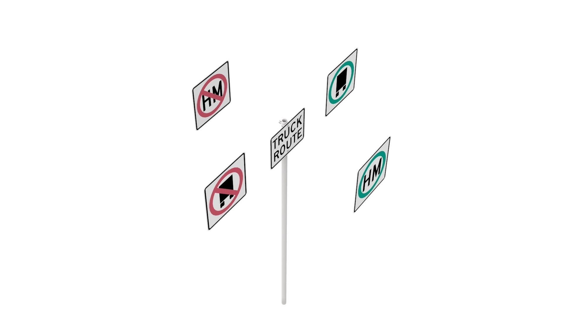 Road Sign - US - R14 Series Truck Routes 3D model_34