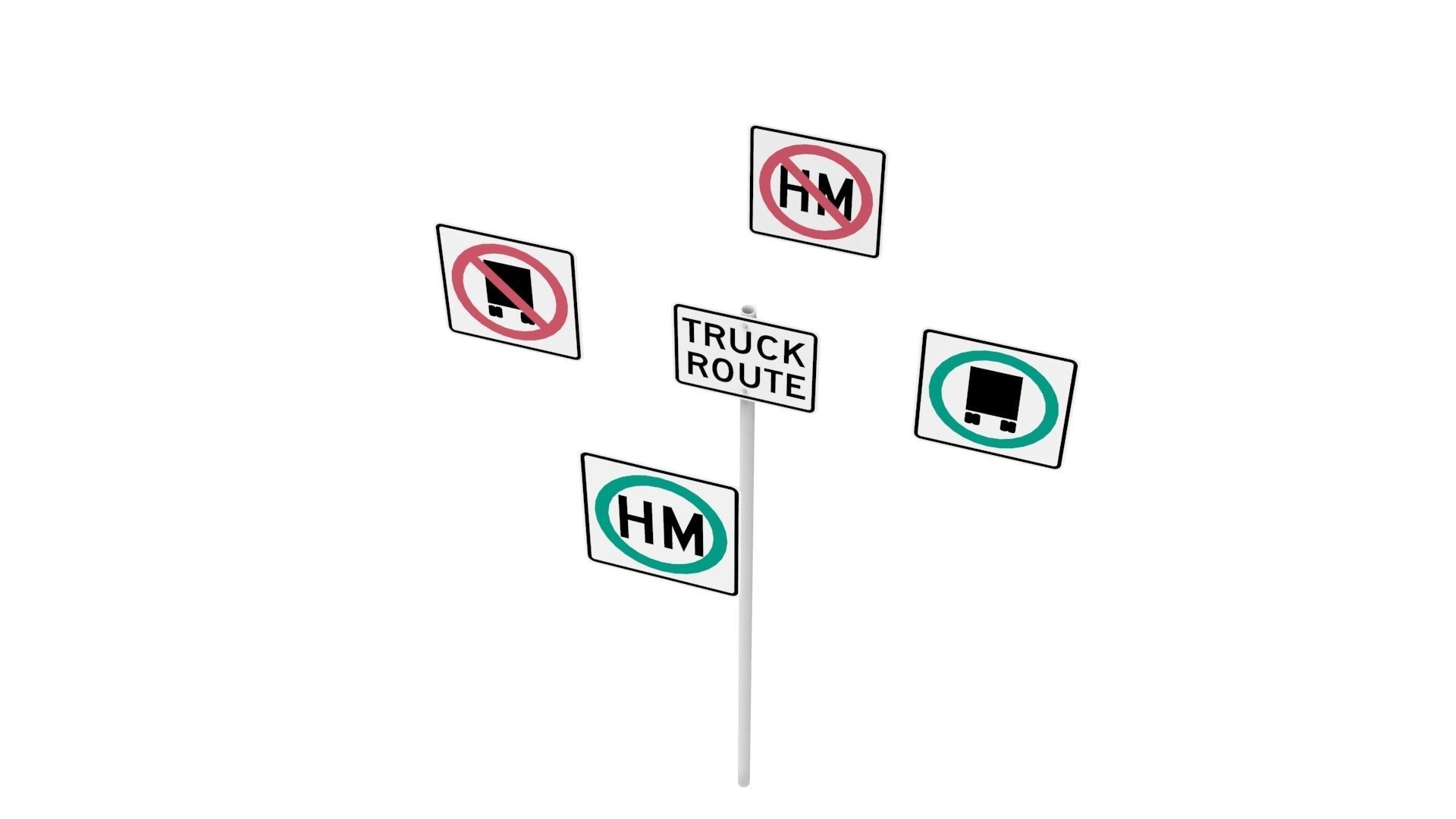 Road Sign - US - R14 Series Truck Routes 3D model_39