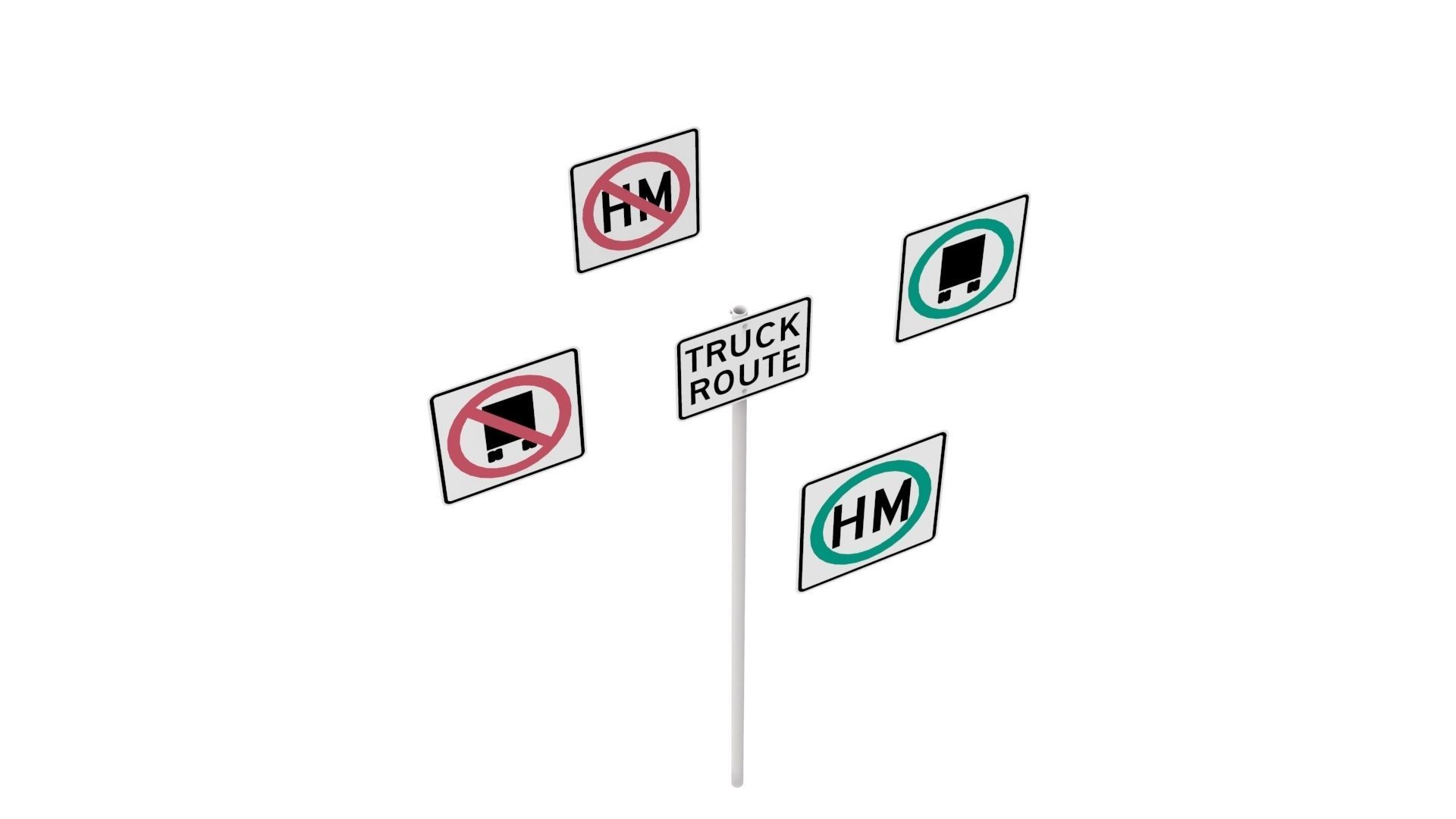 Road Sign - US - R14 Series Truck Routes 3D model_22