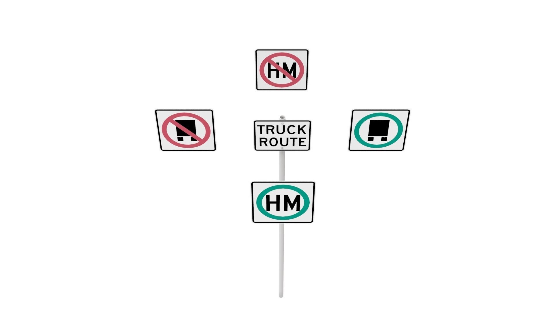 Road Sign - US - R14 Series Truck Routes 3D model_37