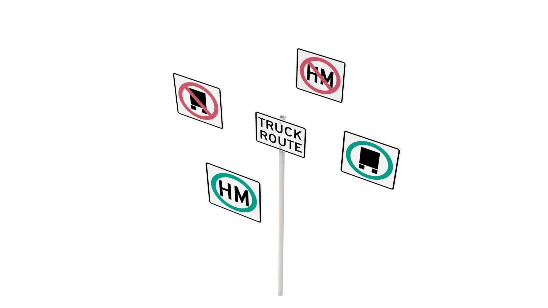 Road Sign - US - R14 Series Truck Routes 3D model_40