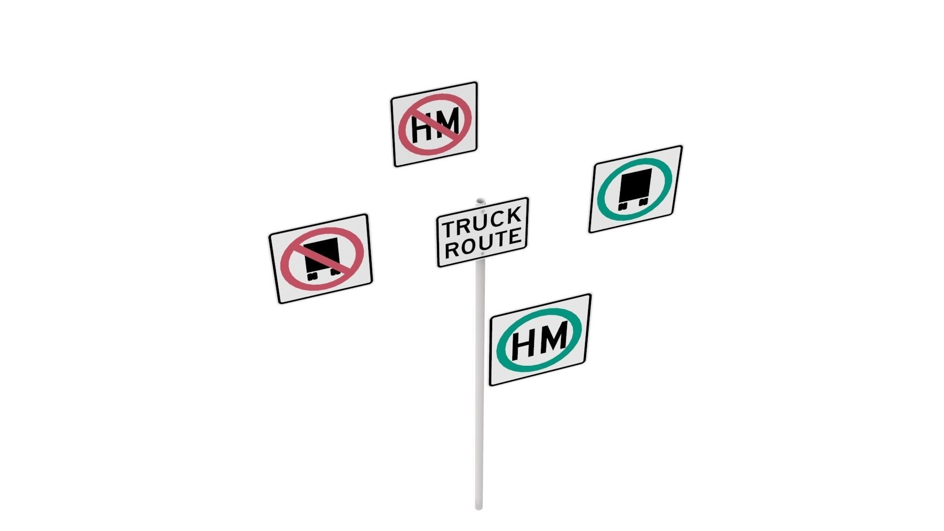 Road Sign - US - R14 Series Truck Routes 3D model_33