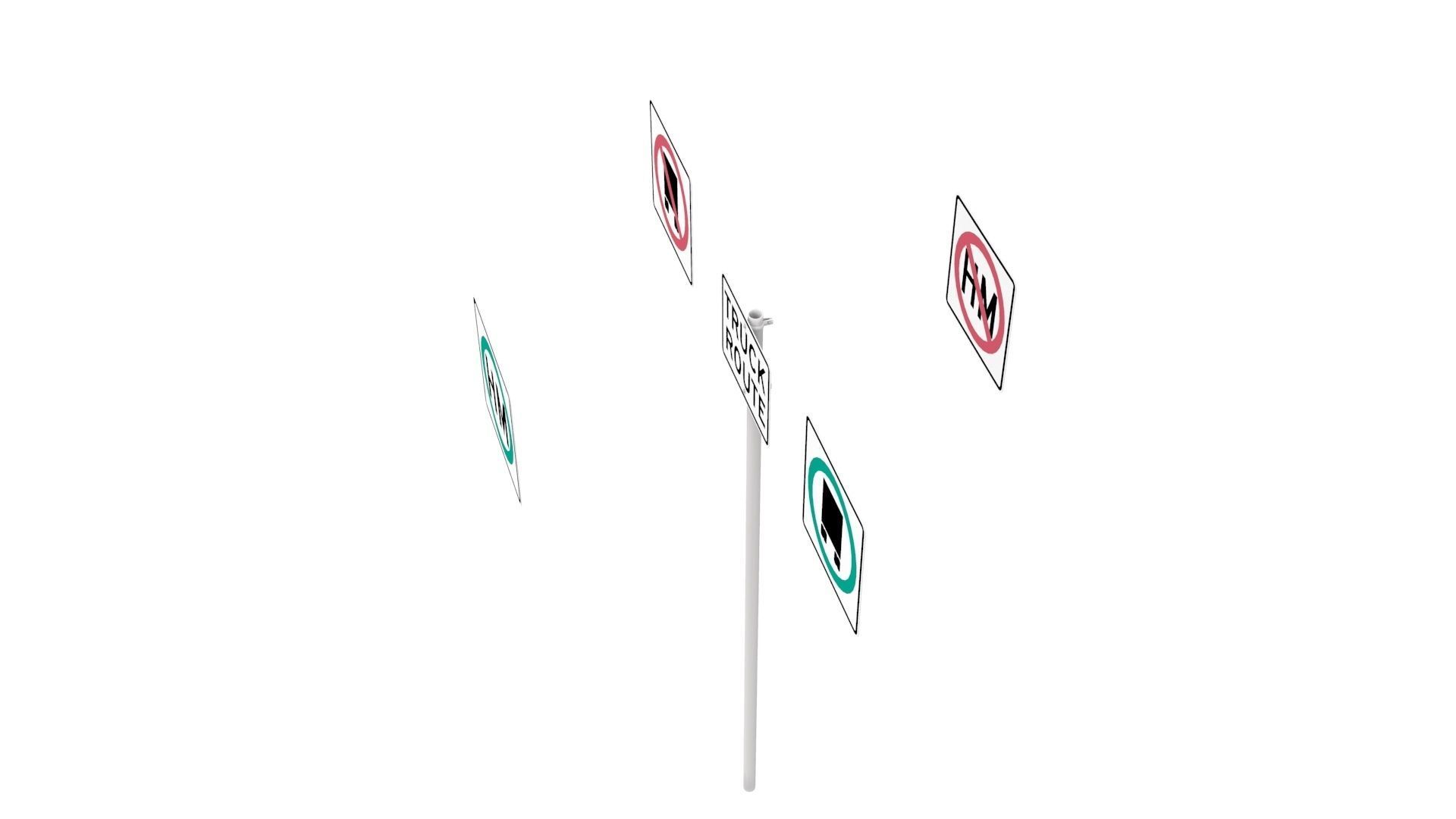 Road Sign - US - R14 Series Truck Routes 3D model_5