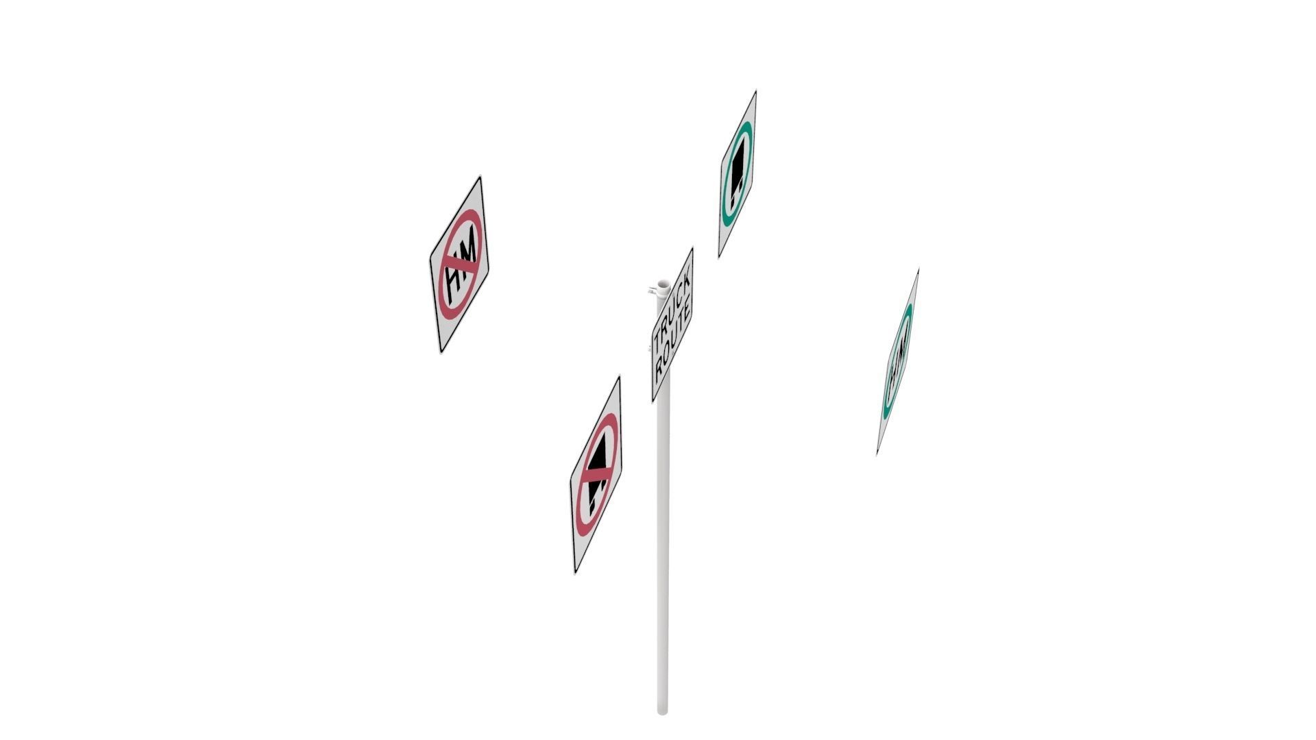Road Sign - US - R14 Series Truck Routes 3D model_31