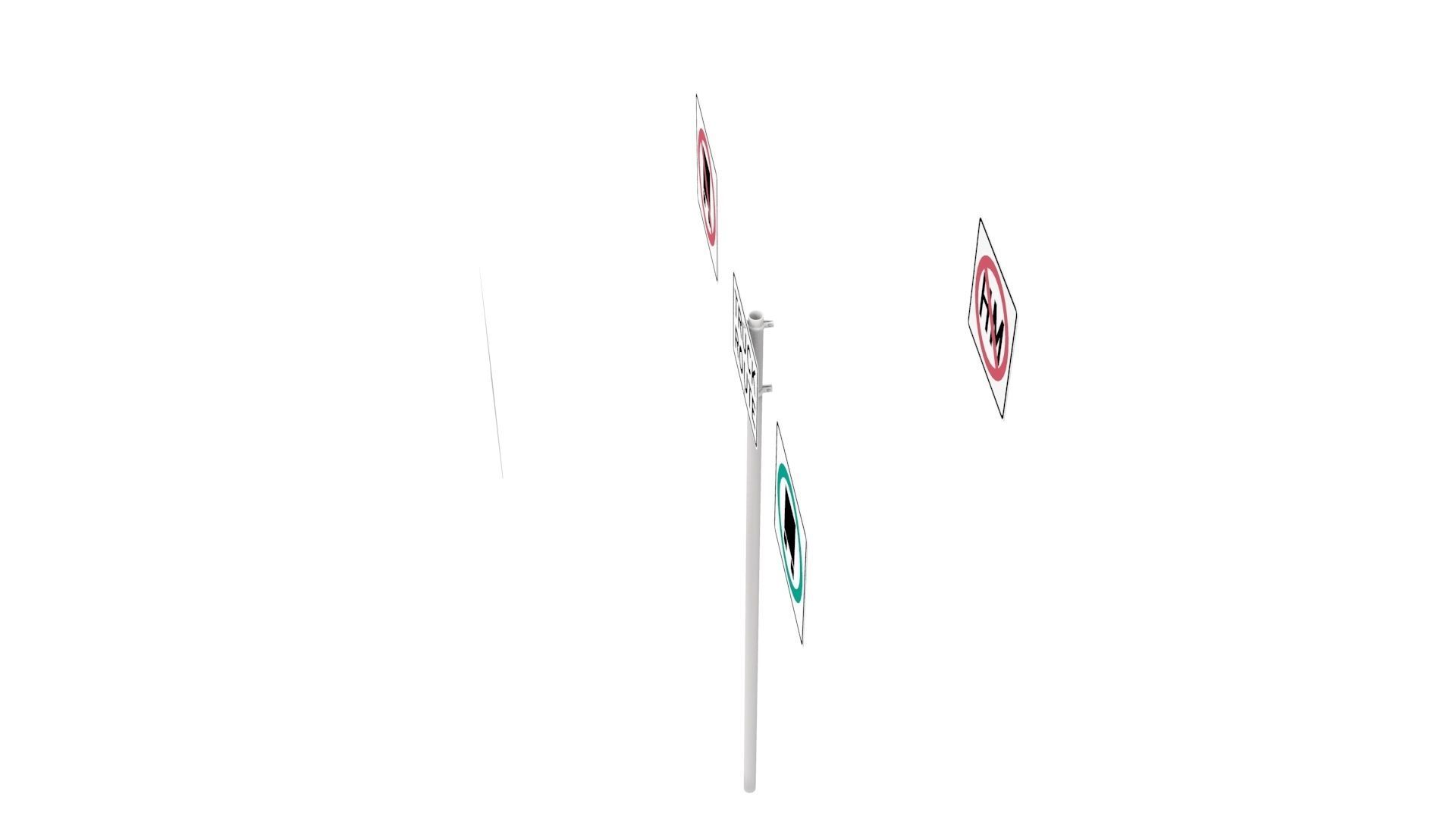 Road Sign - US - R14 Series Truck Routes 3D model_6