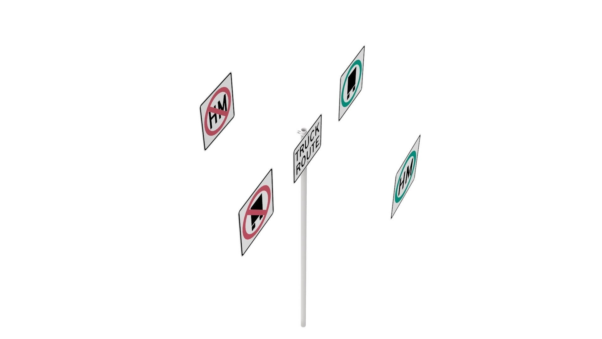 Road Sign - US - R14 Series Truck Routes 3D model_32