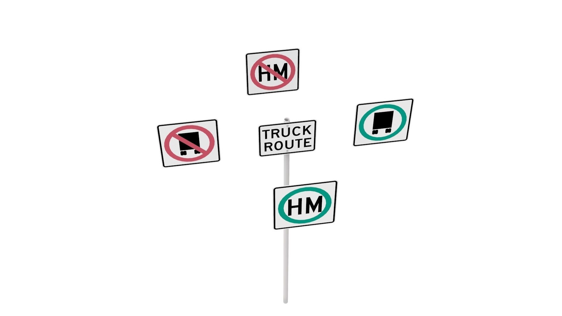 Road Sign - US - R14 Series Truck Routes 3D model_36