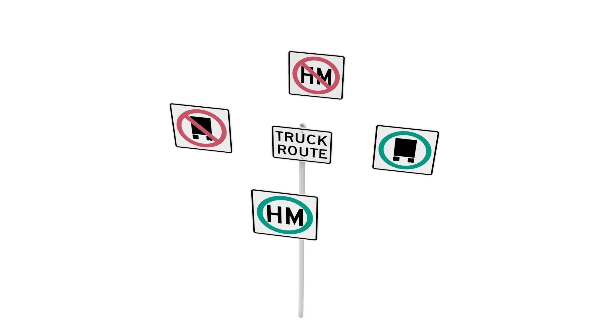 Road Sign - US - R14 Series Truck Routes 3D model_38